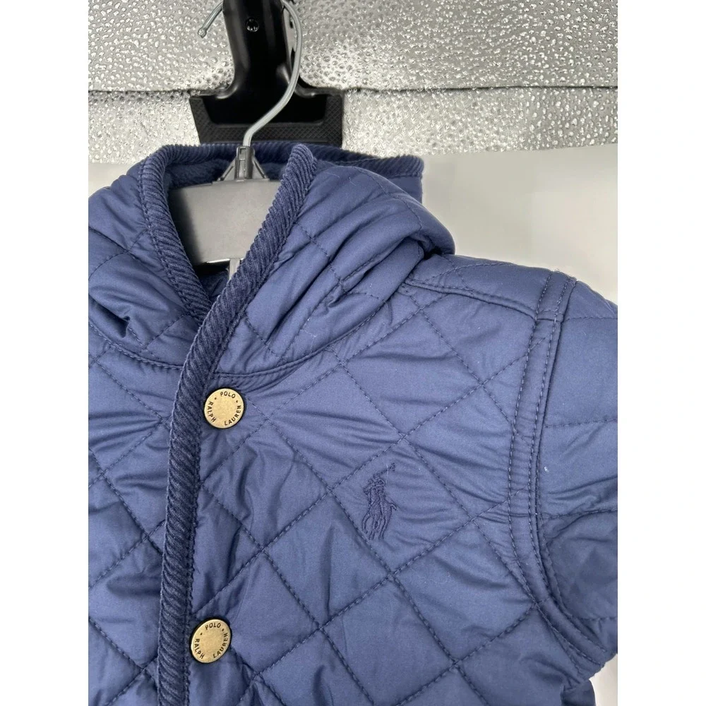 Polo Ralph Lauren Barn Bunting Snowsuit Baby Boys 6M Quilted Fleece Lined Hooded